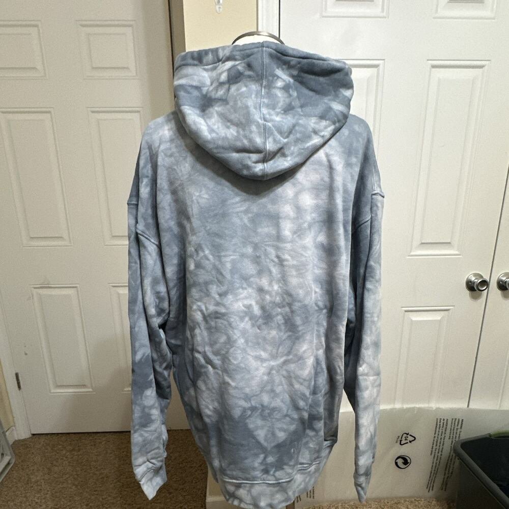 Mountain Men's L Blue/Gray Fleece Pullover Hoodie Tie-Dye Eagle Graphic Pocket - Picture 6 of 10